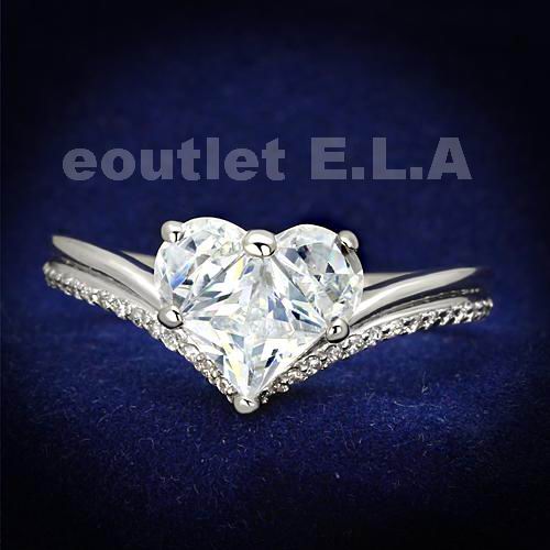 2.5ct SOLITAIRE CZ HEART SOLID SILVER RING-5 sizes